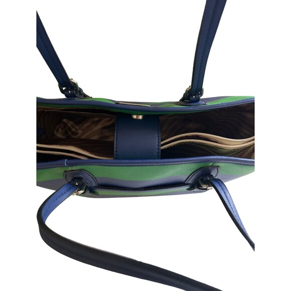 Dana Buchman Womens Blue Green Striped Tote Bag Large Handbag Shoulder Purse - Picture 14 of 16